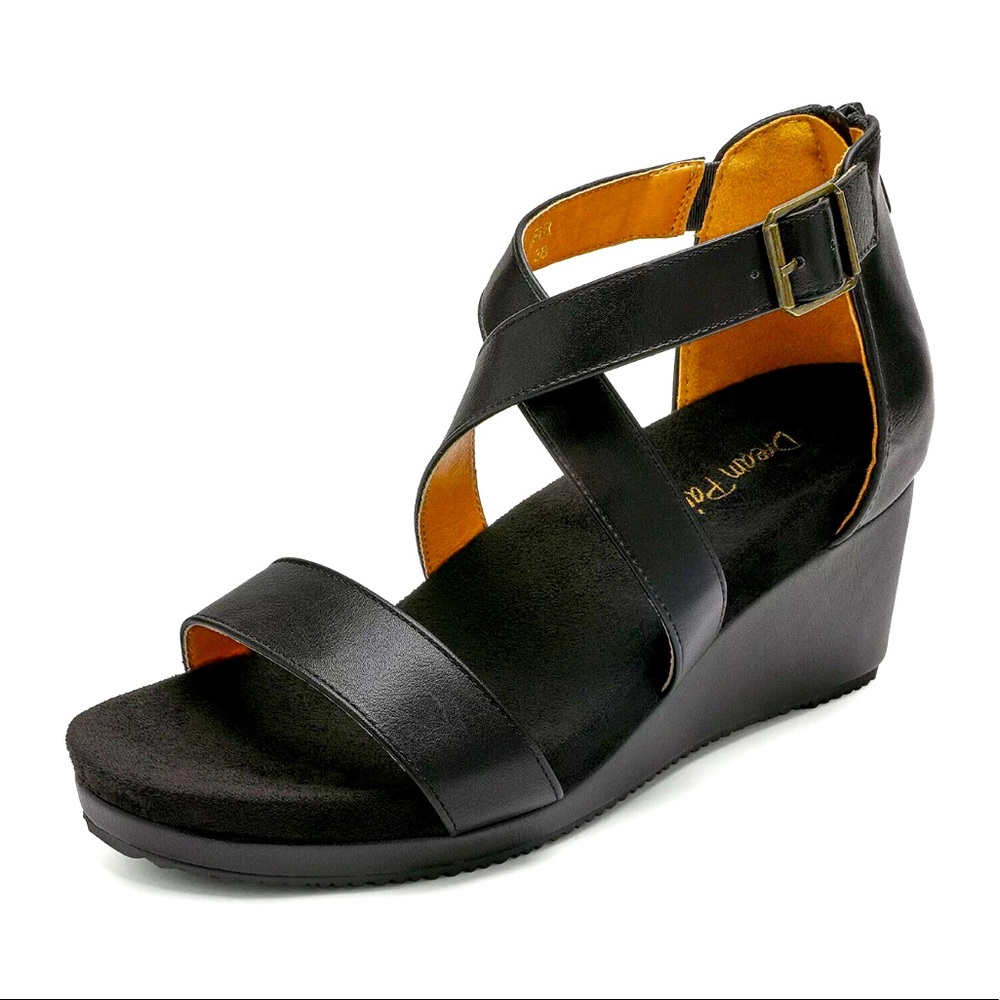 Women's Wedge Sandals Open Toe Back Zip Platform Shoes